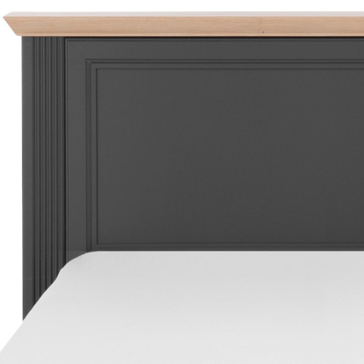Bett Landhaus-stil 140x200 Jasmin Ii Graphitfarben/eiche - Graphitfarben/Schwarz, LIFESTYLE, Holzwerkstoff (140/200cm)