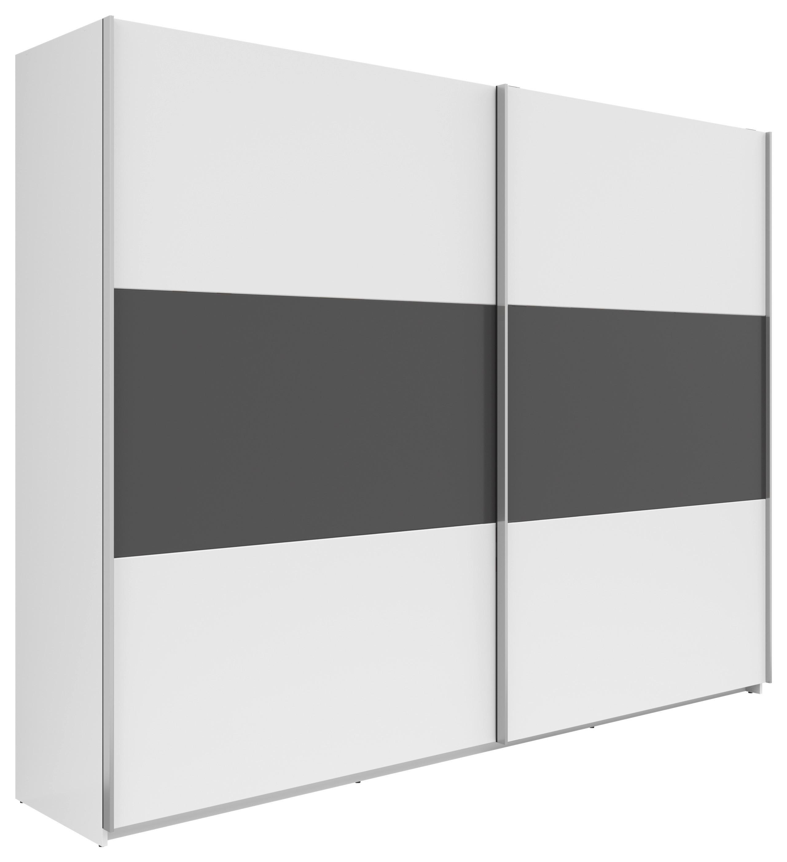 Schwebetürenschrank B: 270 Cm Weiß / Graphit - Graphitfarben/Weiß, KONVENTIONELL, Holzwerkstoff (270/210/59cm)