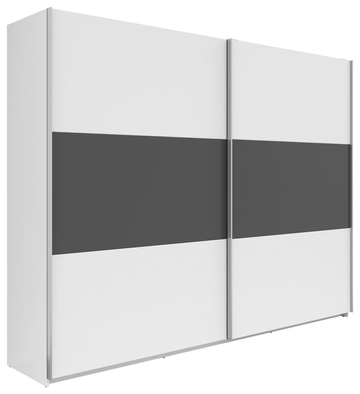 Schwebetürenschrank B: 270 cm Weiß / Graphit - Graphitfarben/Weiß, KONVENTIONELL, Holzwerkstoff (270/210/59cm)