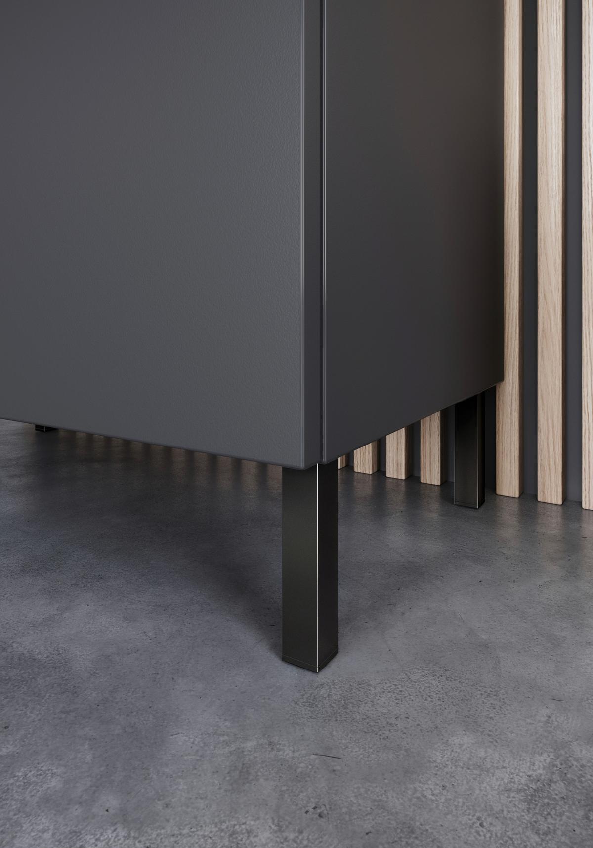 Badezimmer Gw-Arcena - Schwarz/Graphitfarben, MODERN, Holzwerkstoff (76cm) - Germania