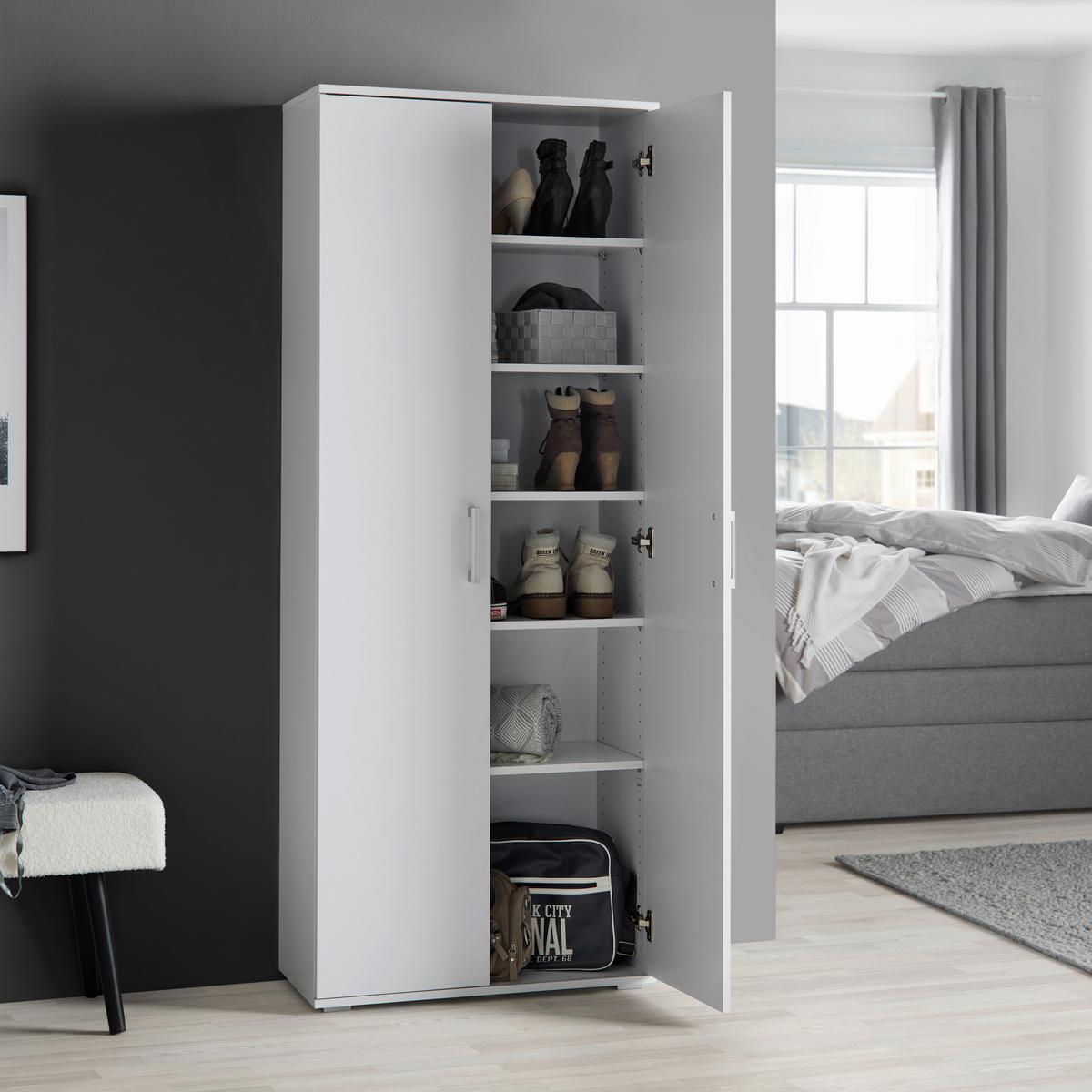 VÍCEÚČELOVÁ SKŘÍŇ JIMMY - bílá/barvy hliníku, Moderní, kompozitní dřevo/plast (70/179/34cm) - Mömax