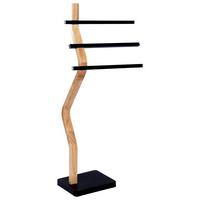 Handtuchhalter Emilio Naturbarben/schwarz, B: 43cm - Schwarz/Naturfarben, Trend, Holzwerkstoff/Metall (43/85/26cm) - Homezone