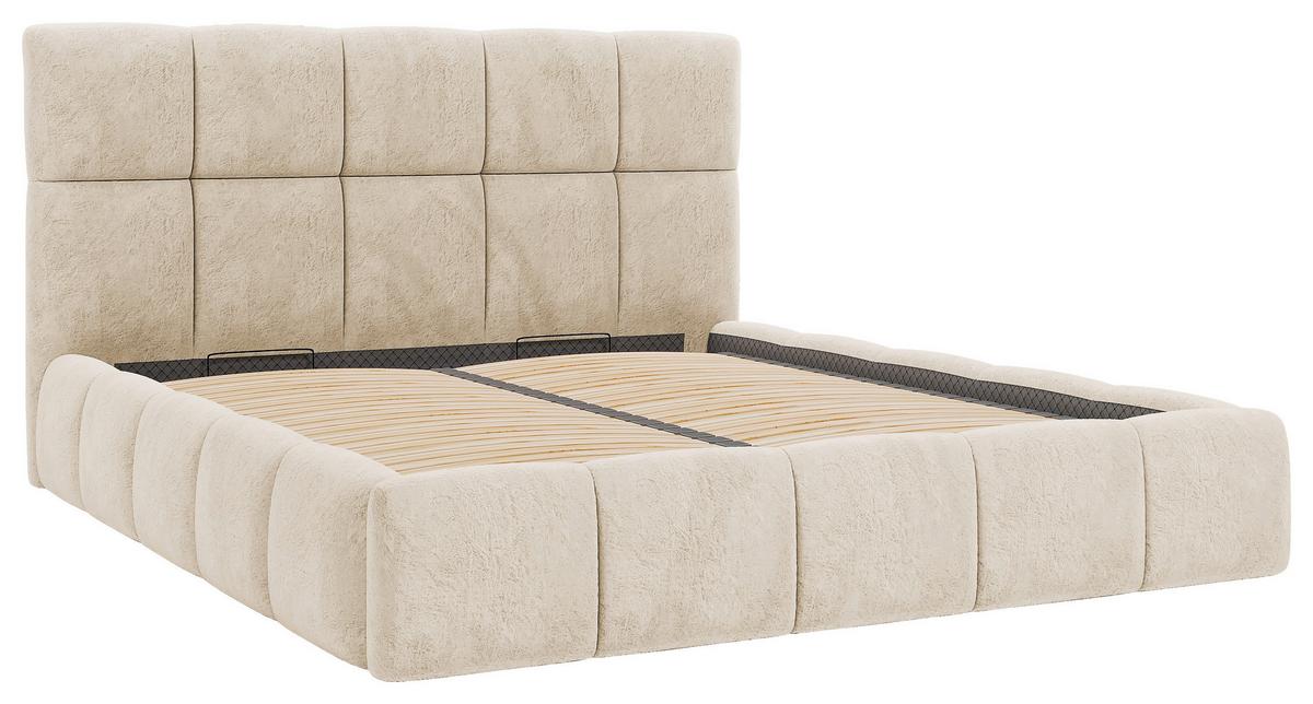 Polsterbett Cherry Mikrofaser Velours, Sandf. Lf: 180x200 Cm - Sandfarben/Schwarz, MODERN, Holz/Holzwerkstoff (180/200cm) - MID.YOU