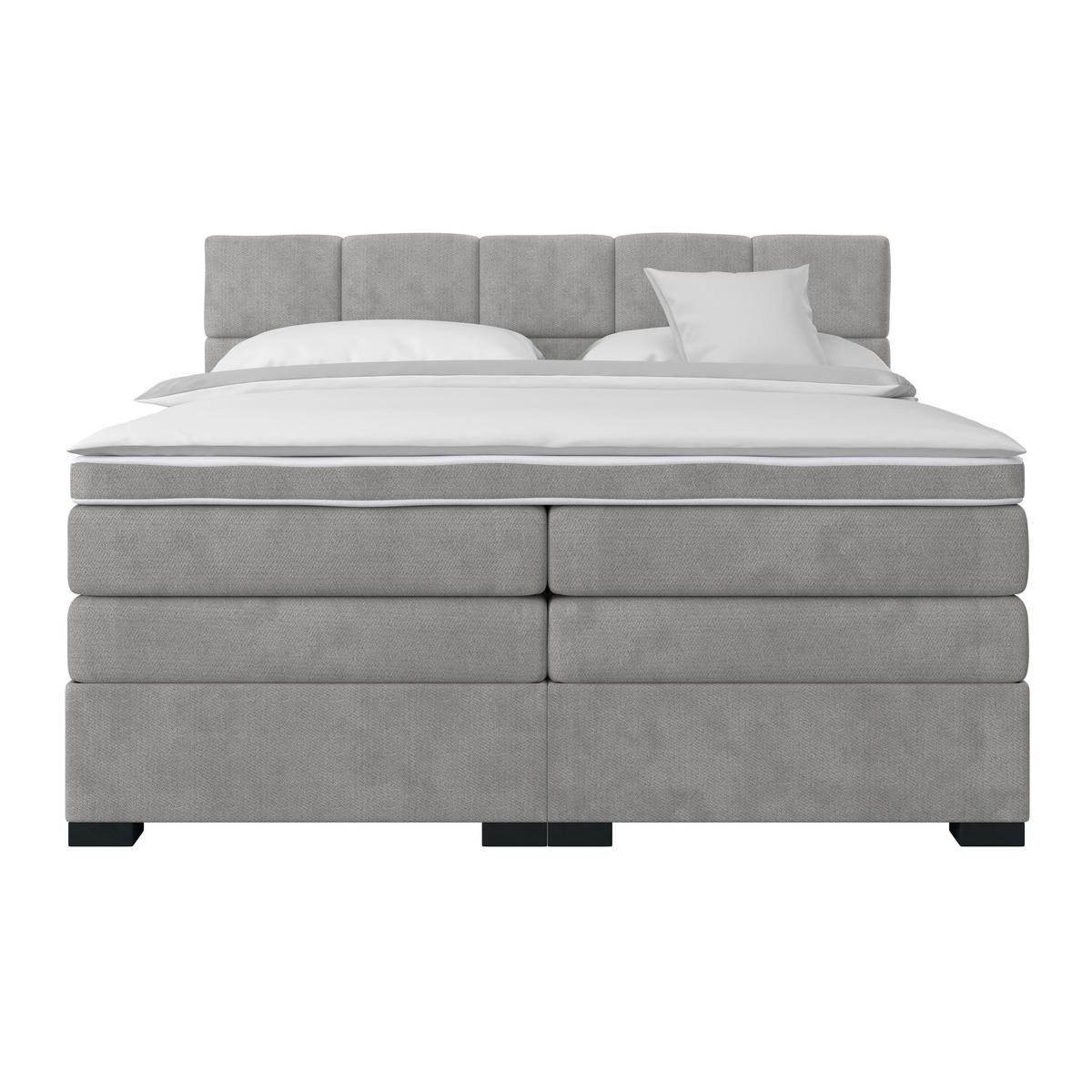 Boxspringbett April New Grau, LF: 200x200cm - Schwarz/Grau, KONVENTIONELL, Textil (200/200cm) - Sembella