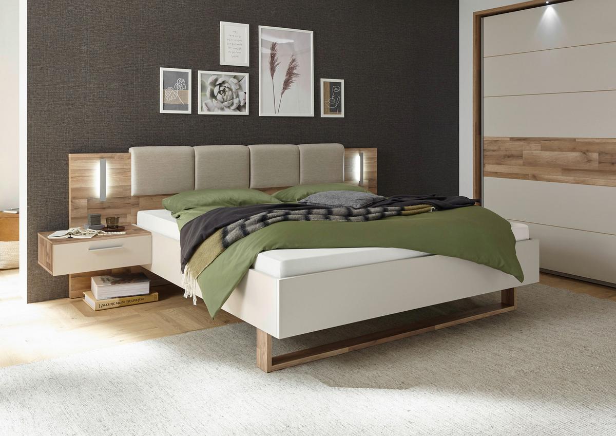Manželská posteľ Cadore, 180x200, čelo a nočné stolíky - šampanská/farba duba, Modern, kompozitné drevo (180/200cm) - MID.YOU