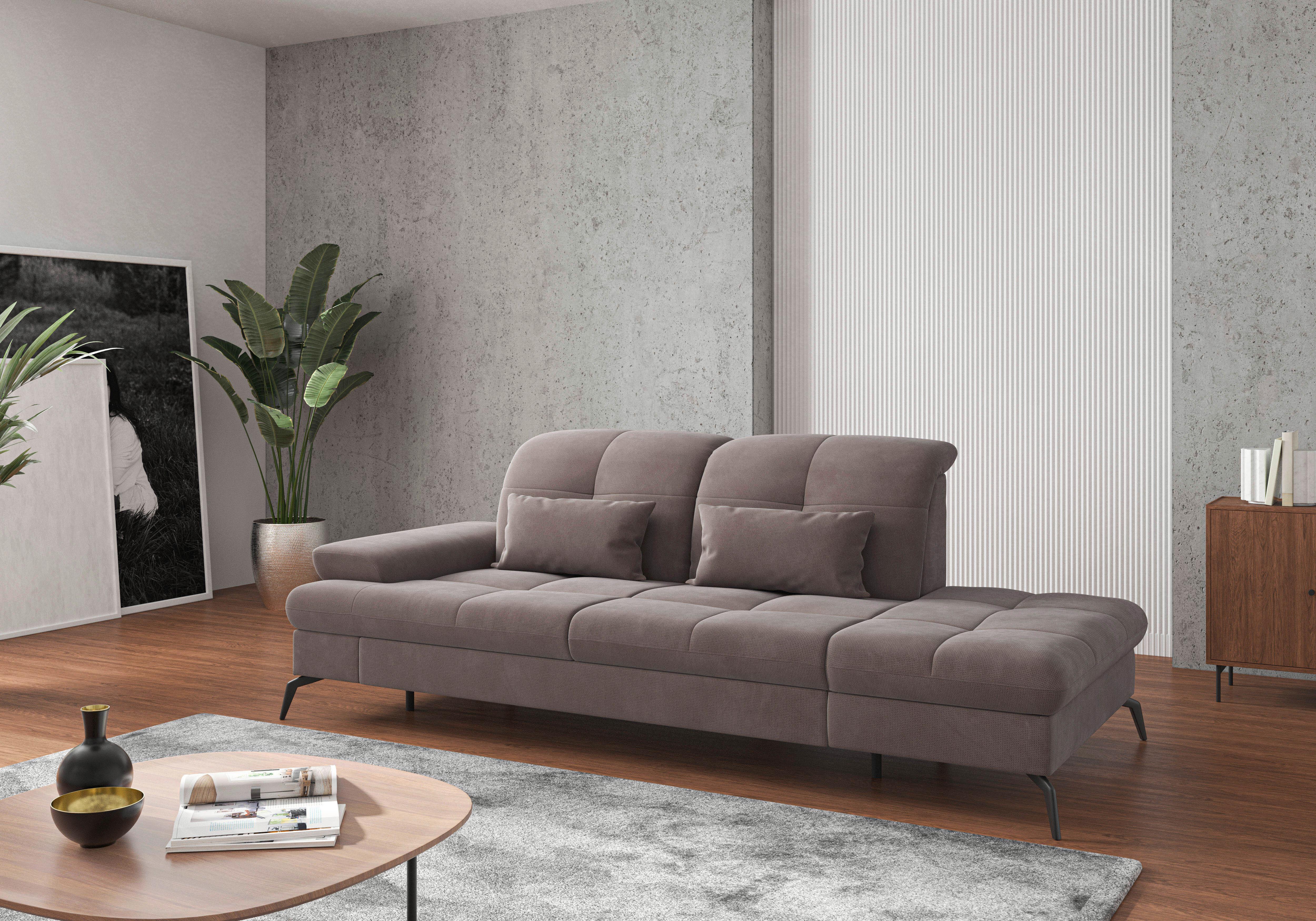 RÉCAMIERE Amica E, Taupe B: 231 cm - Taupe/Schwarz, KONVENTIONELL, Textil (231/90/122cm) - Sit & More