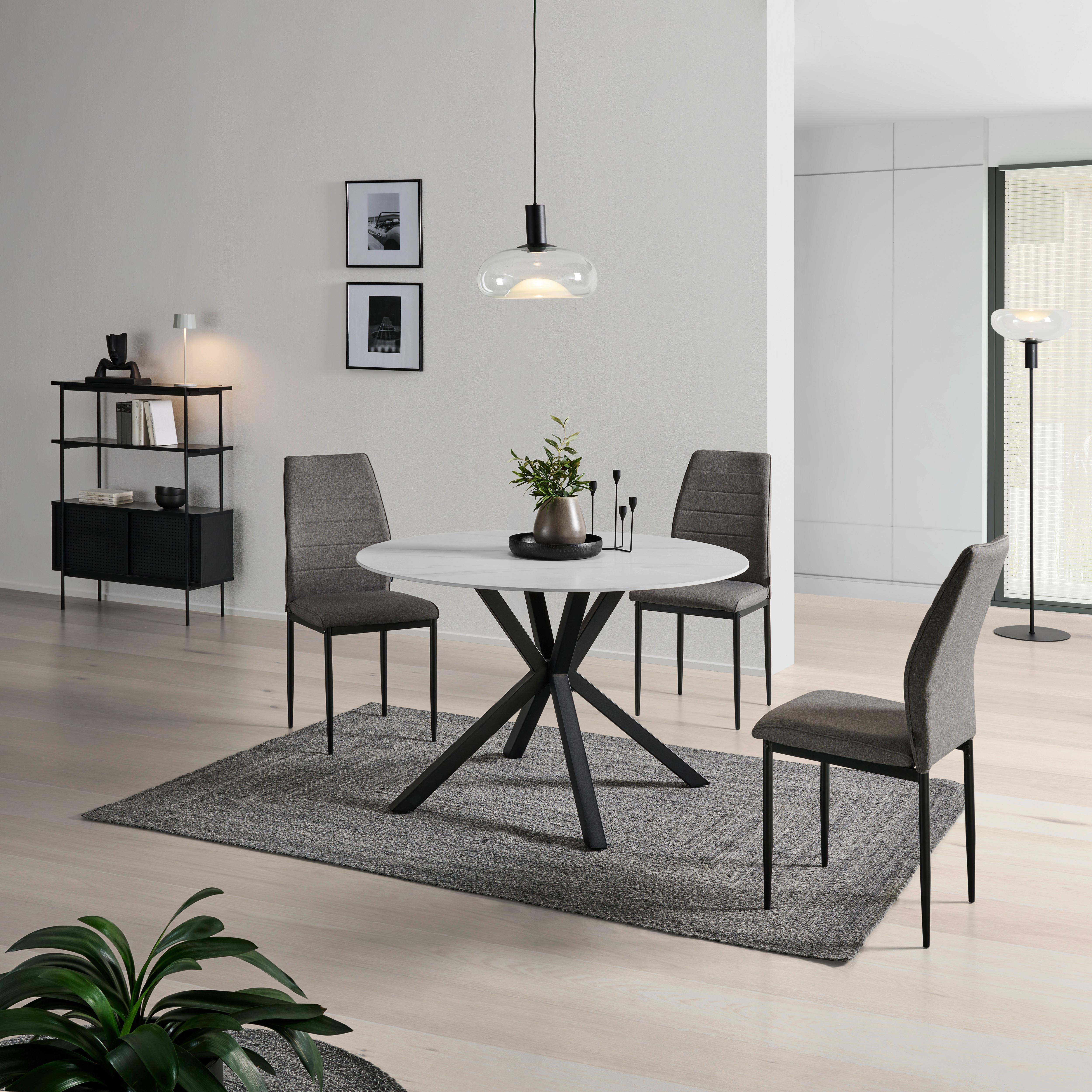 Esstisch Birmingham - Schwarz/Weiß, LIFESTYLE, Keramik/Metall (118/76/118cm) - MID.YOU