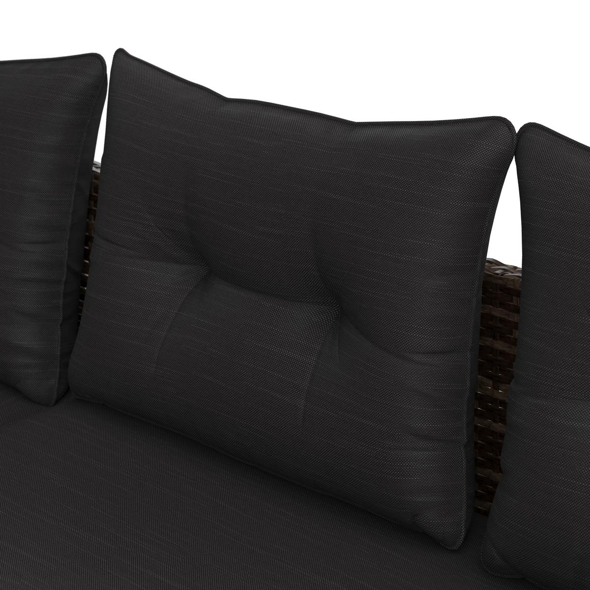 Loungegarnitur 3-Tlg. Vegas Polyrattan/Stahl mit Kissen - Graubraun/Schwarz, MODERN, Glas/Kunststoff - Luca Bessoni