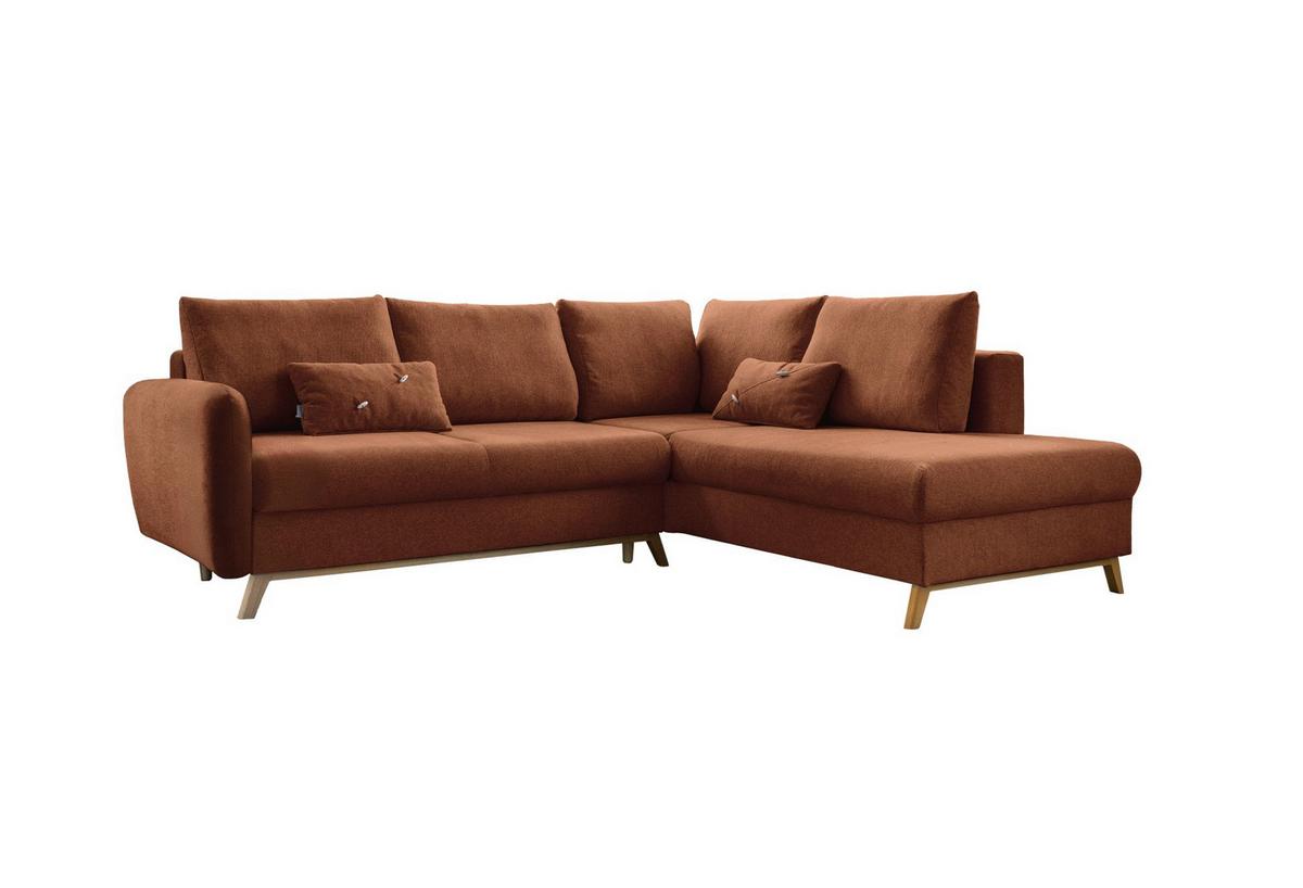 Ecksofa Scandic Lagom Ziegelrot S: 242x202 cm - Terracotta/Naturfarben, Textil (242/202cm) - MID.YOU