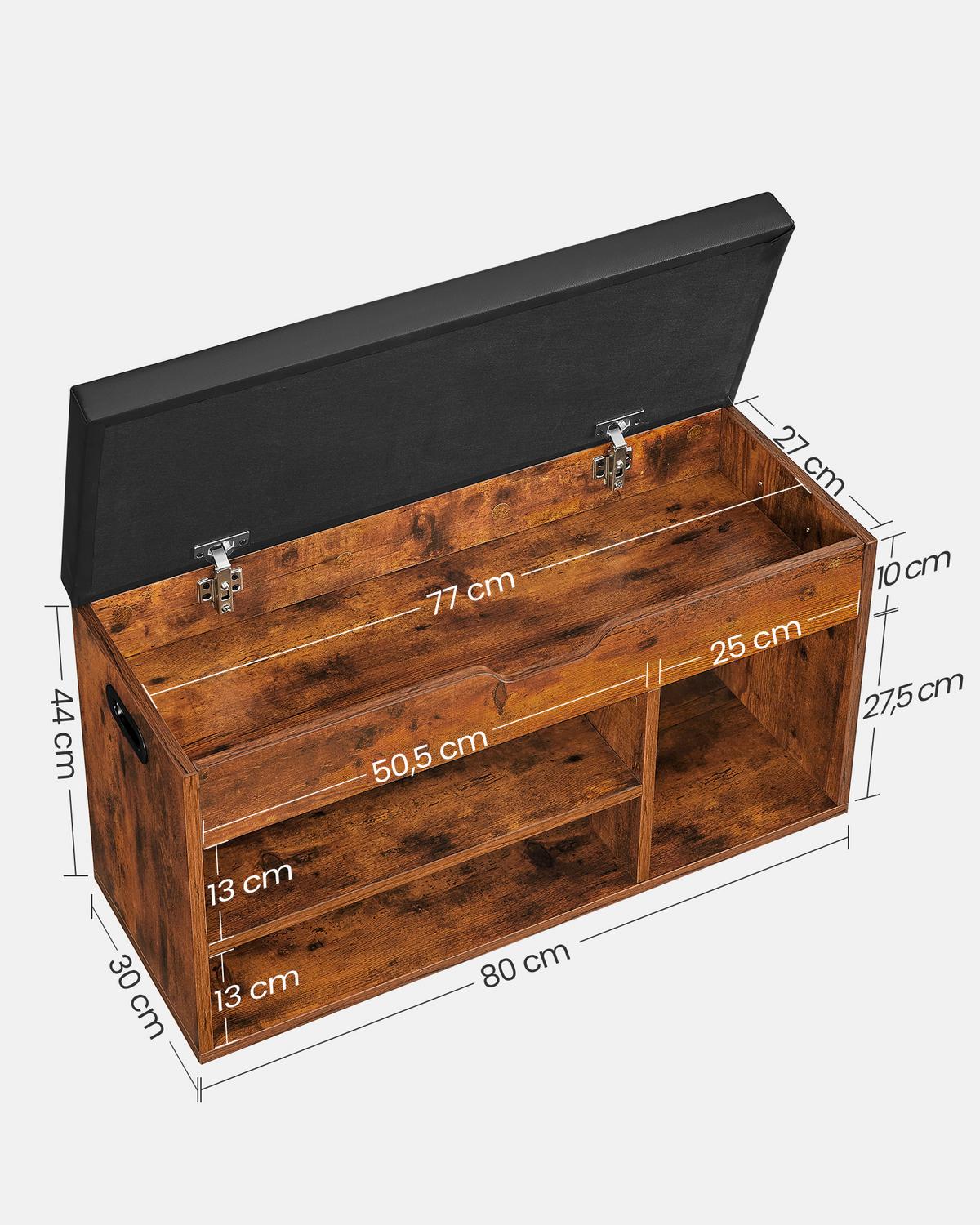 ŠATNÍ LAVICE LHS30BX - černá/hnědá, Trend, kompozitní dřevo/textil (80/44/30cm) - Boxxx