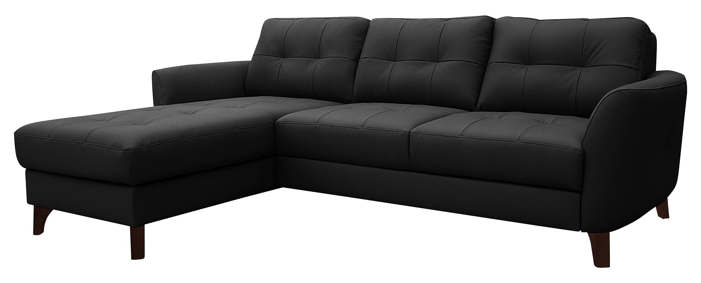 Ecksofa Nordic Schwarz S: 238x168 cm - Buchefarben/Schwarz, Design, Leder/Textil (238/168cm) - Livetastic