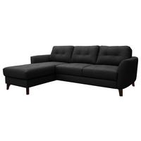 Ecksofa Nordic Schwarz S: 238x168 cm - Buchefarben/Schwarz, Design, Leder/Textil (238/168cm) - Livetastic