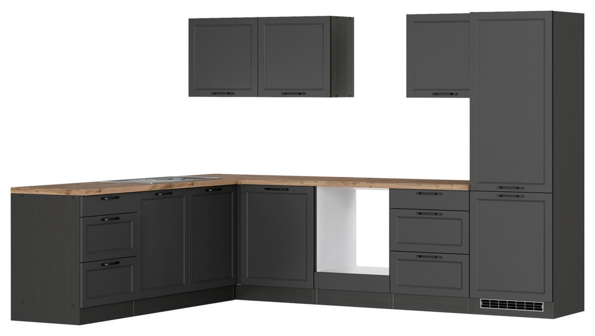 Eckküche Meran ohne Geräte 240x300 cm Grau/Eiche Dekor - Eiche Wotan/Grau, LIFESTYLE, Holzwerkstoff (240/300cm) - Held