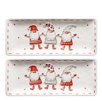Servierplattenset Keramik ca. 35x2,5x14,5 cm - Rot/Weiß, Basics, Keramik (35/2,8/14,5cm) - Mäser