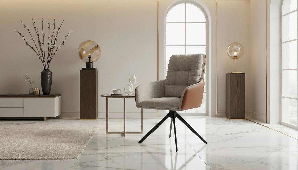 Armlehnstuhl Elvi Leinenopitk Beige B: 58 Cm - Beige/Schwarz, KONVENTIONELL, Textil/Metall (58/87/63cm)