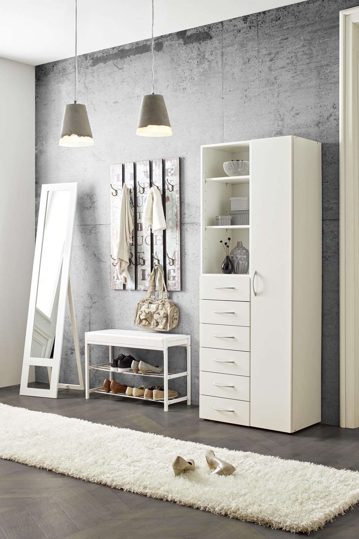 Lavica do predsiene ELLIE - biela/chrómová, Modern, kov/textil (80/52/30cm) - Mömax