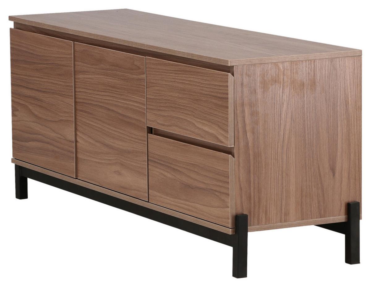 Sideboard Corpus - Nussbaumfarben/Schwarz, Design, Holz/Holzwerkstoff (135/56/40cm) - Livetastic