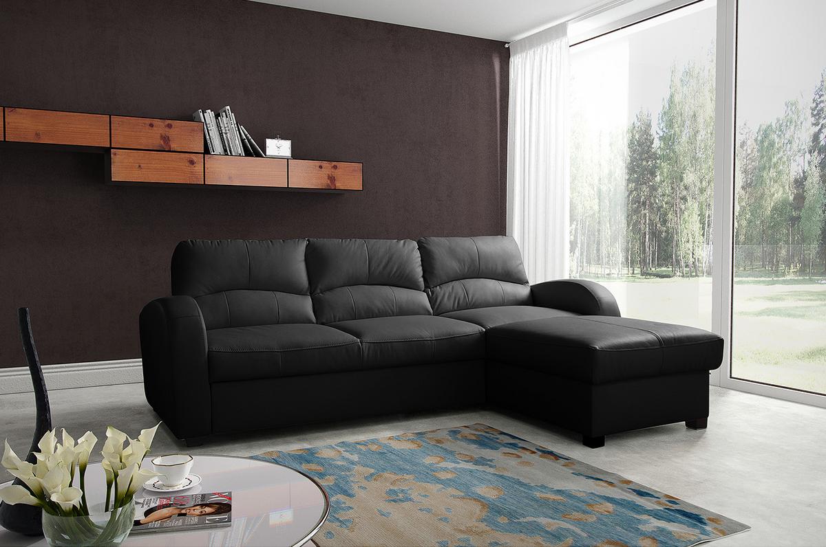 Ecksofa Tilo Schwarz S: 227 cm - Schwarz, Design, Leder/Textil (227/168cm) - Livetastic