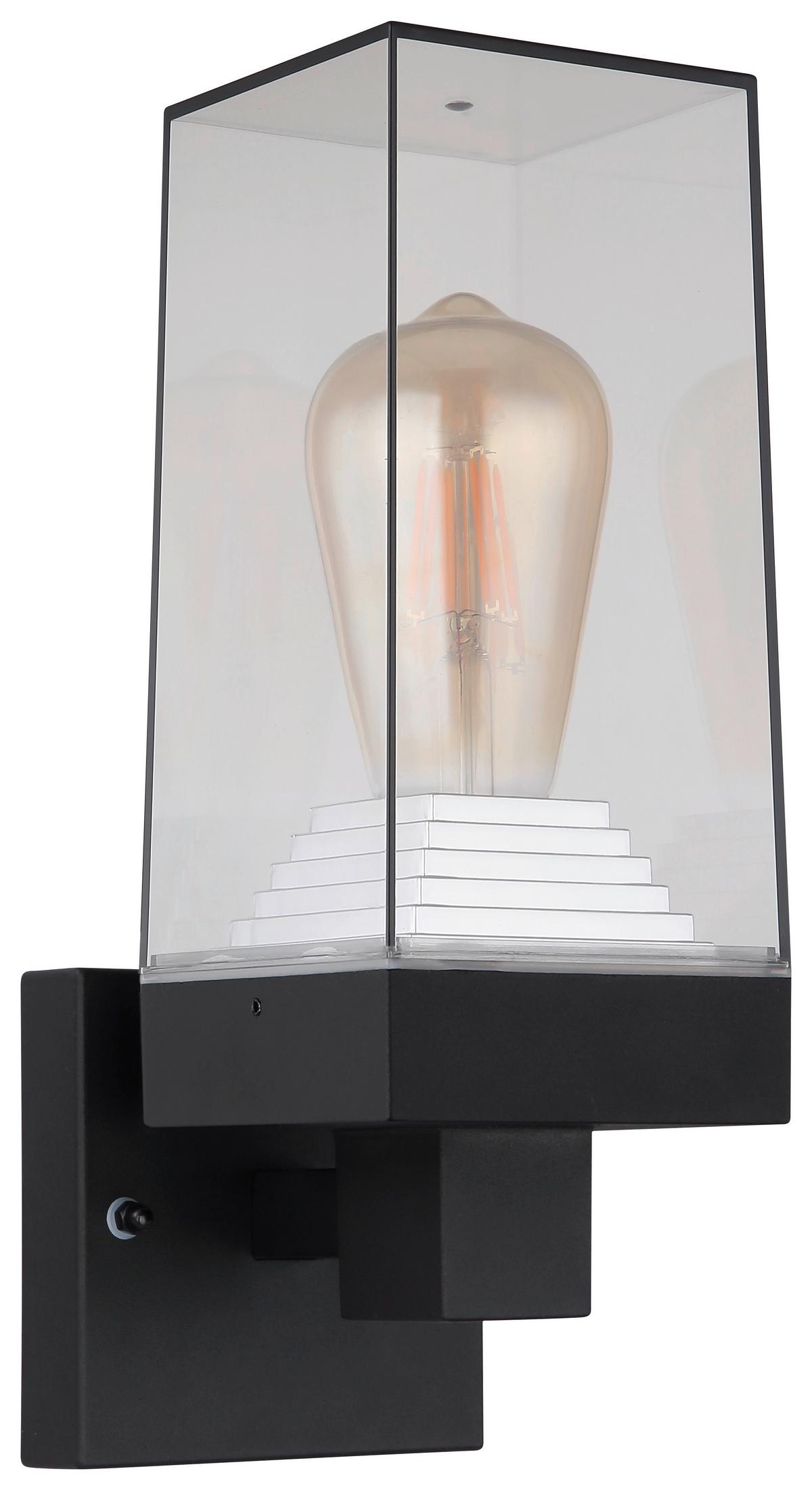 Außenleuchte 40 W Aluminium Wandmontage - Klar/Schwarz, Basics, Kunststoff/Metall (11/14/29cm) - Globo