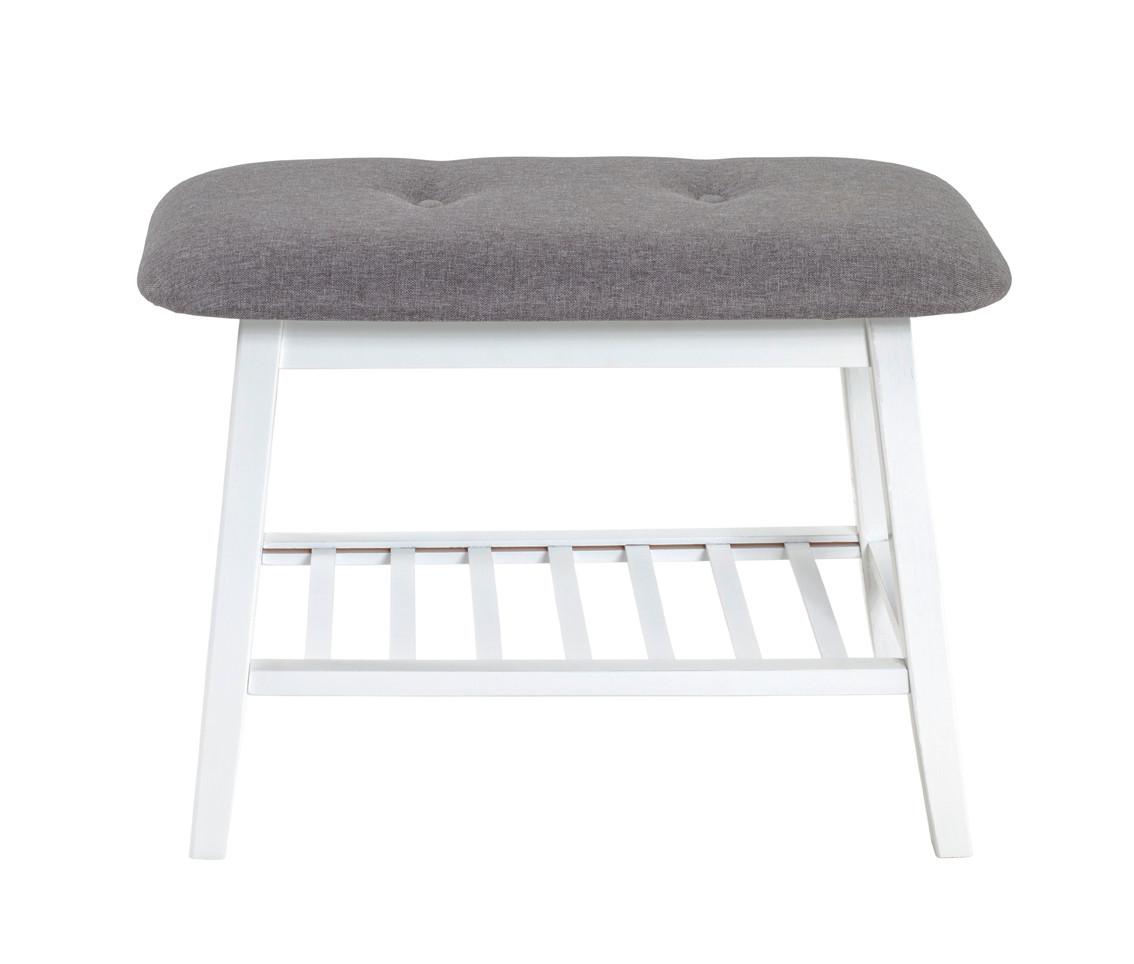 Lavica JULIA sivá/biela - sivá/biela, Basics, textil/prírodné materiály (60/44/30cm)