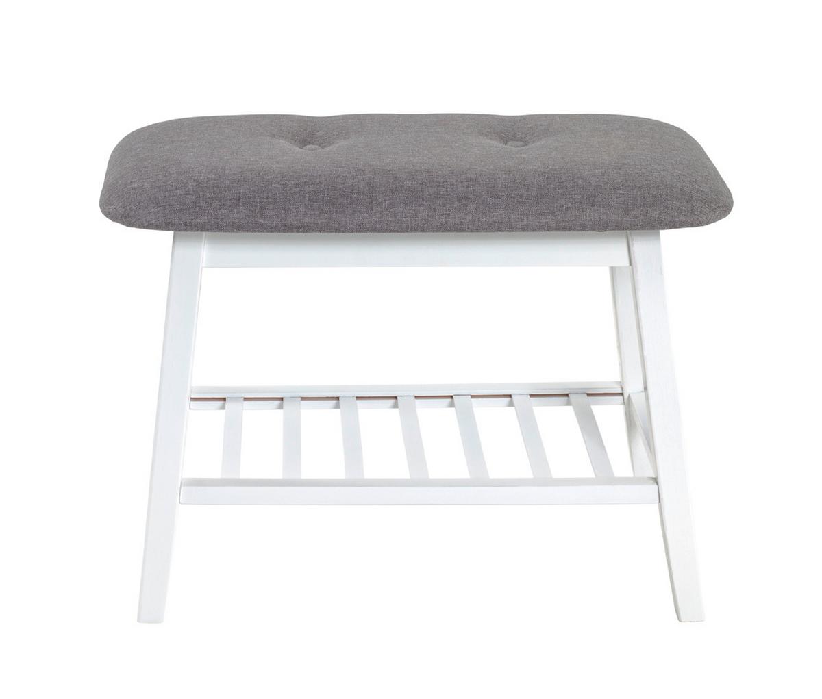 Lavica JULIA sivá/biela - sivá/biela, Basics, textil/prírodné materiály (60/44/30cm)