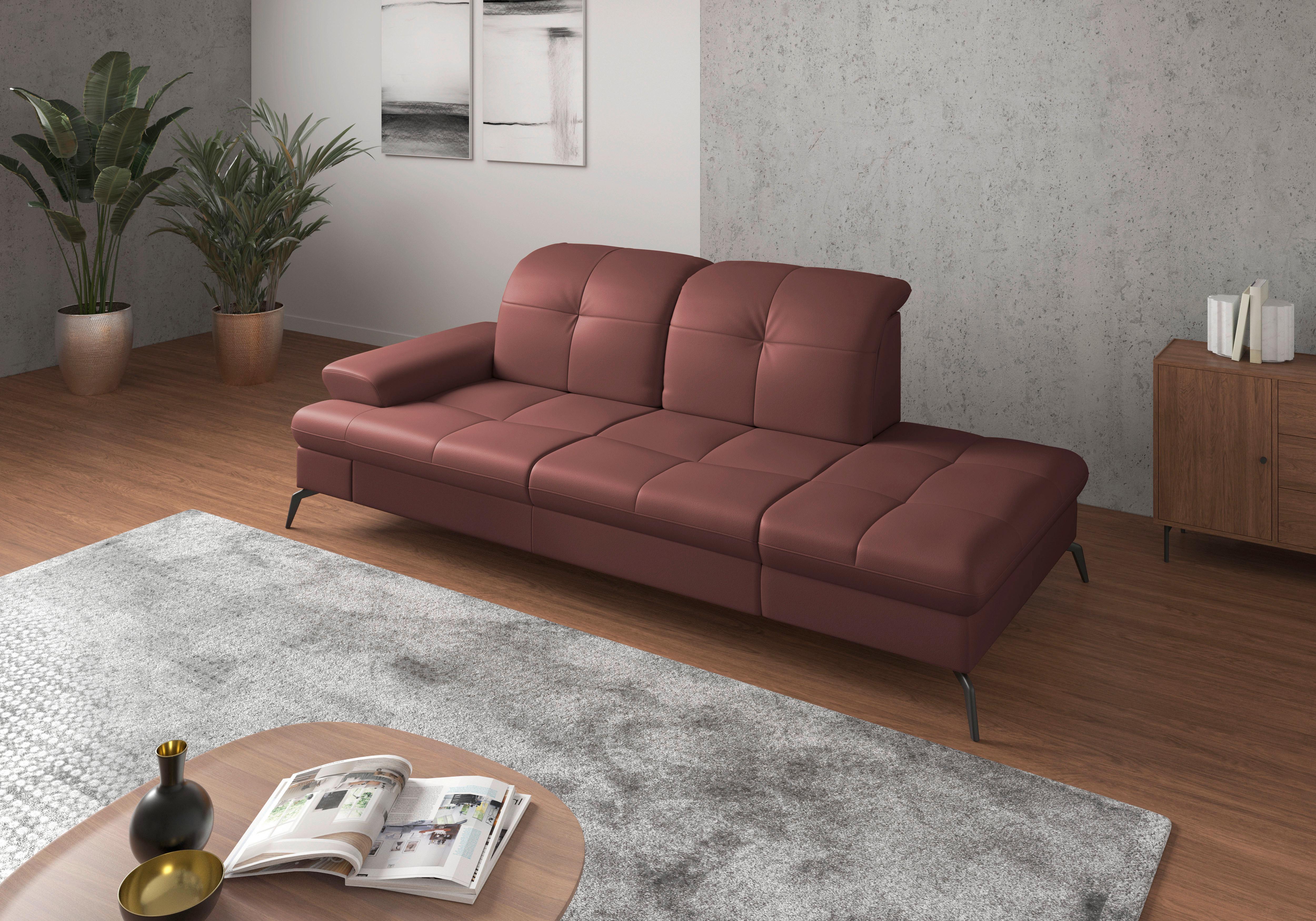 RÉCAMIERE Amica E, Rotbraun B: 231 cm - Rotbraun/Schwarz, KONVENTIONELL, Leder (231/90/122cm) - Sit & More