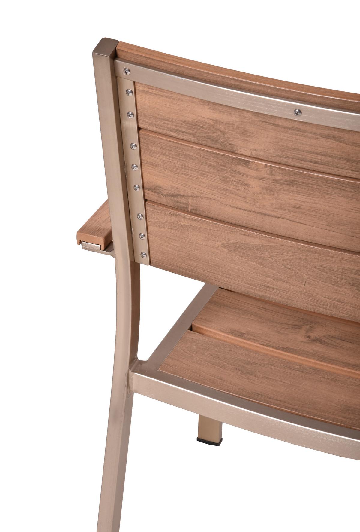 Gartenstuhl Set Florence Champagner-/Teakfarben - Champagner/Teakfarben, Basics, Kunststoff/Metall (55/85/60cm) - Gardenson