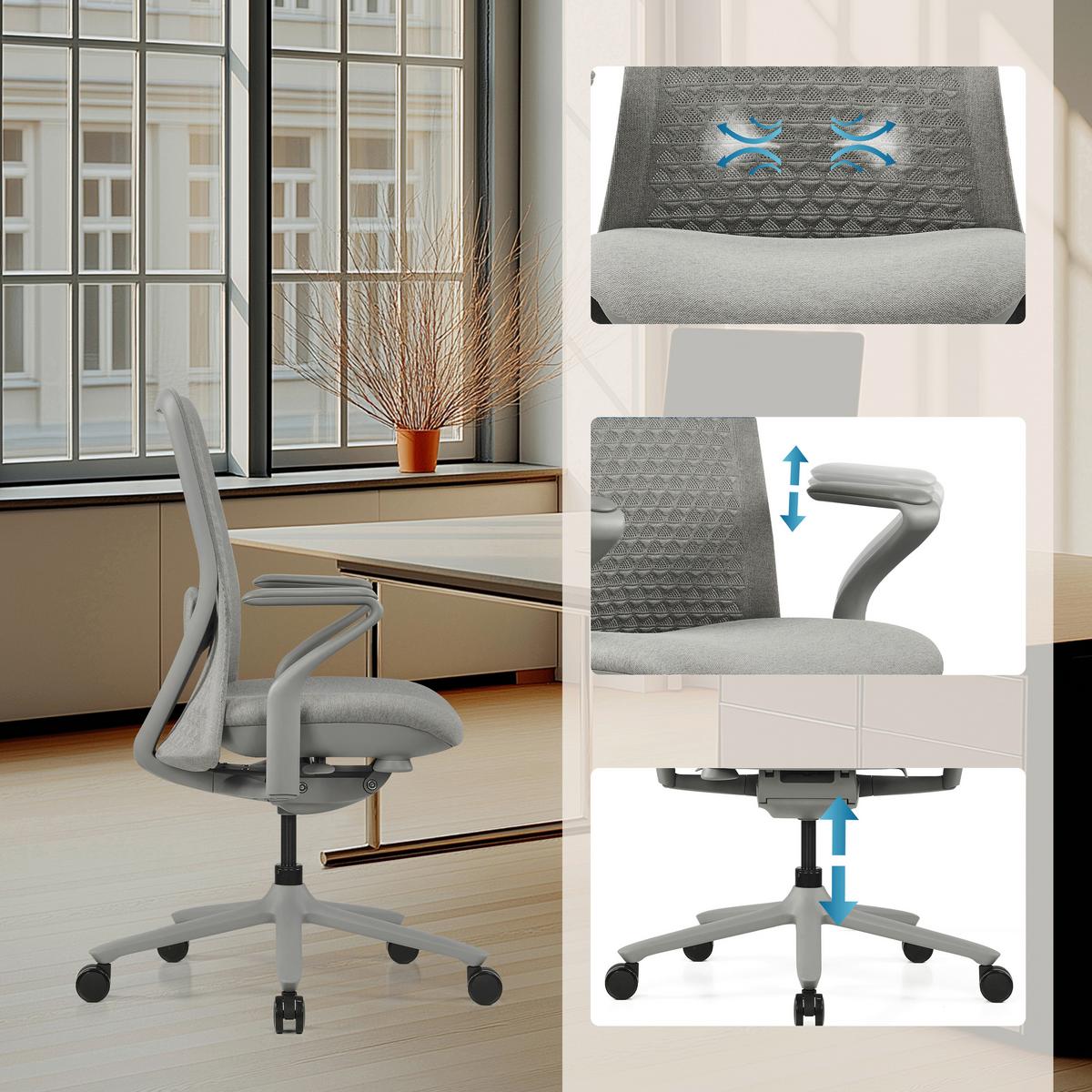 DREHSTUHL Vervio Grau B: 63cm - Grau, MODERN, Kunststoff/Textil (63/111/67cm) - MID.YOU