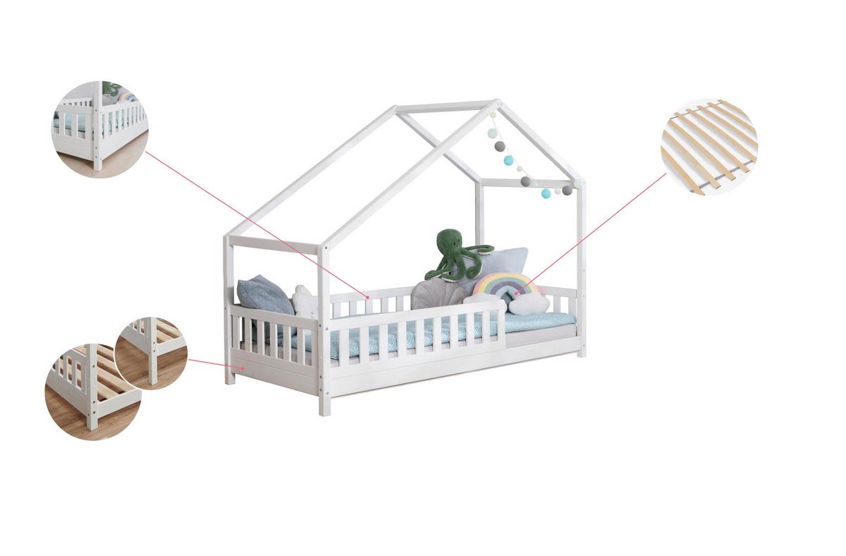 Hausbett Lou Weiß B: 90 Cm - Weiß/Naturfarben, MODERN, Holz (90/200cm) - MID.YOU