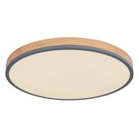 Led-deckenleuchte Ø 60 Cm Mit Farbtemperaturenwechsler - Opal/Graphitfarben, Natur, Holzwerkstoff/Kunststoff (60/8,5cm) - Globo