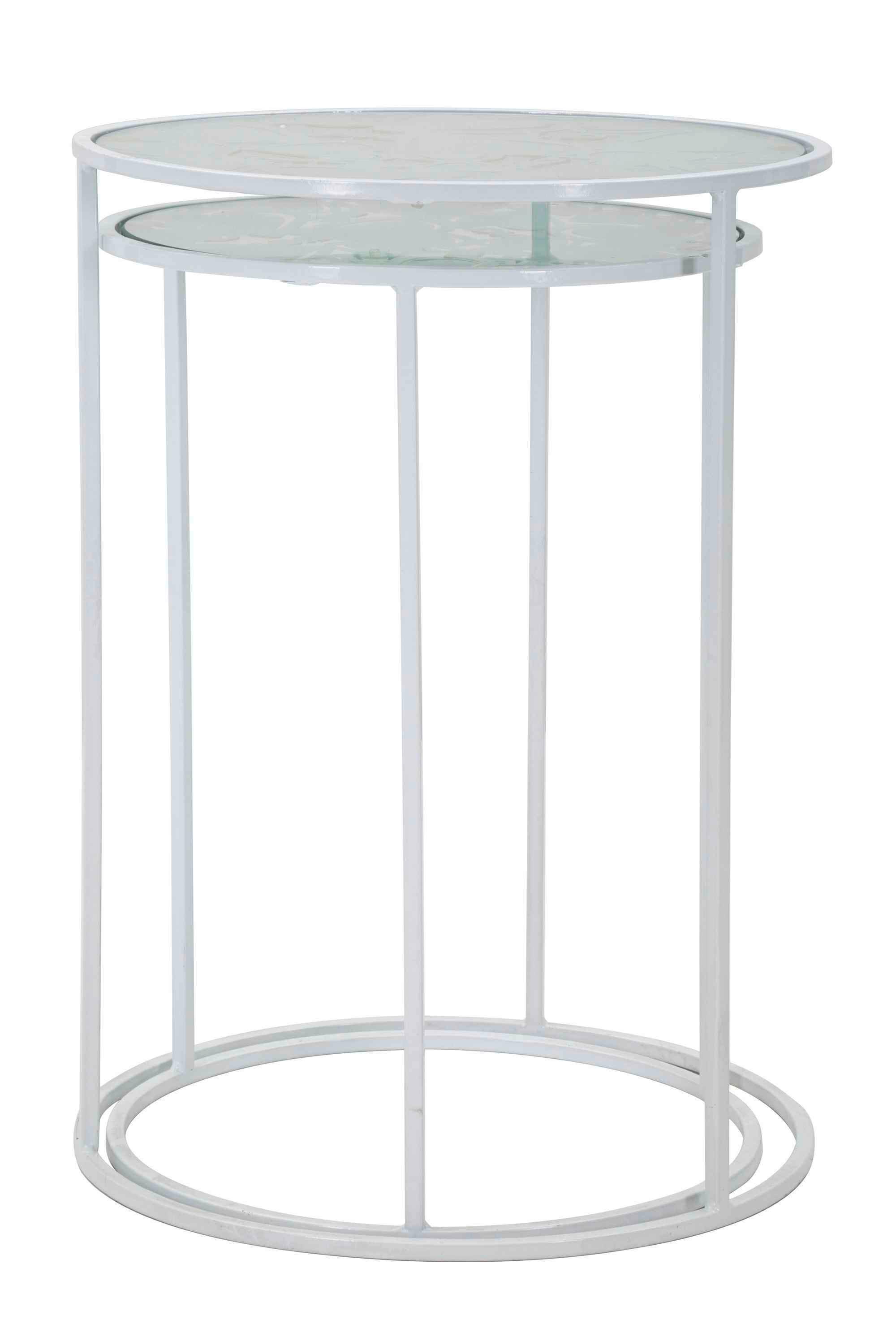 Couchtisch White Harts Coppia Weiß B: 43,5 cm - Weiß, Basics, Glas/Metall (43,5/60/43cm)