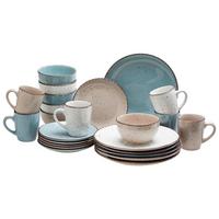 Kombinovaný servis Kelly, 24-dielny - hnedá/modrá, Modern, keramika - Modern Living