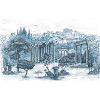 Vliestapete Ruins - Blau/Weiß, Basics (400/250cm) - Komar