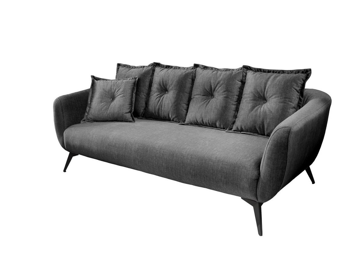 3-Sitzer-Sofa Baggio Grau B: 236 cm - Schwarz/Grau, MODERN, Holz/Textil (236/94/103cm) - Livetastic