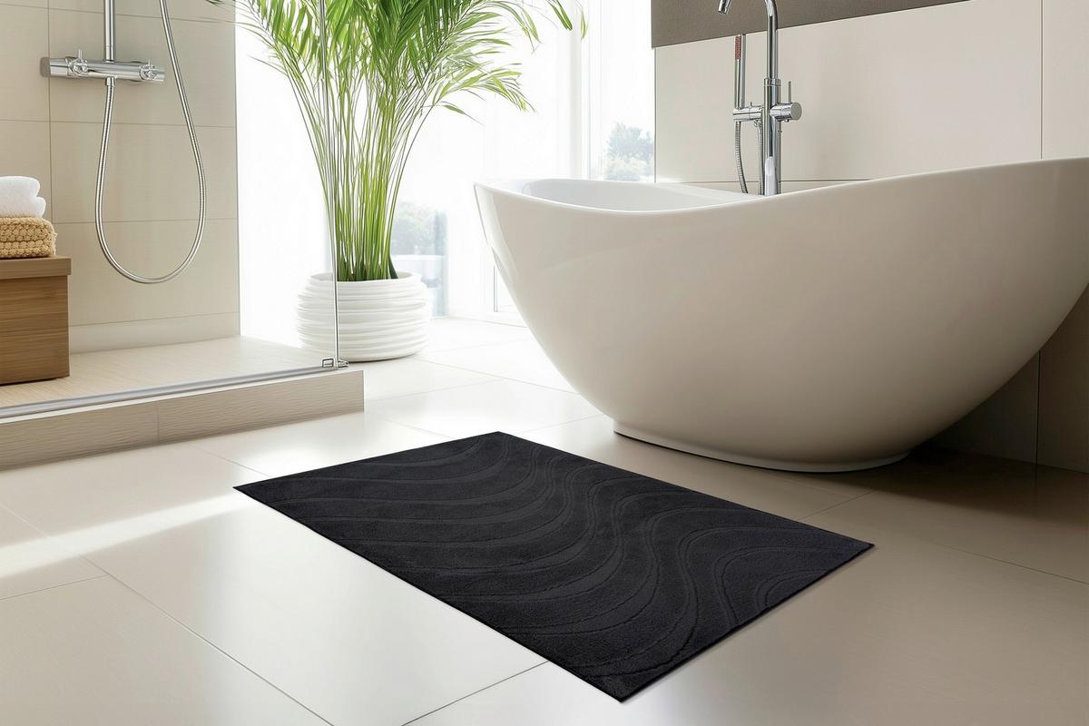 Badematte Ocean Touch Schwarz - Basics (50/90cm) - Kayoom