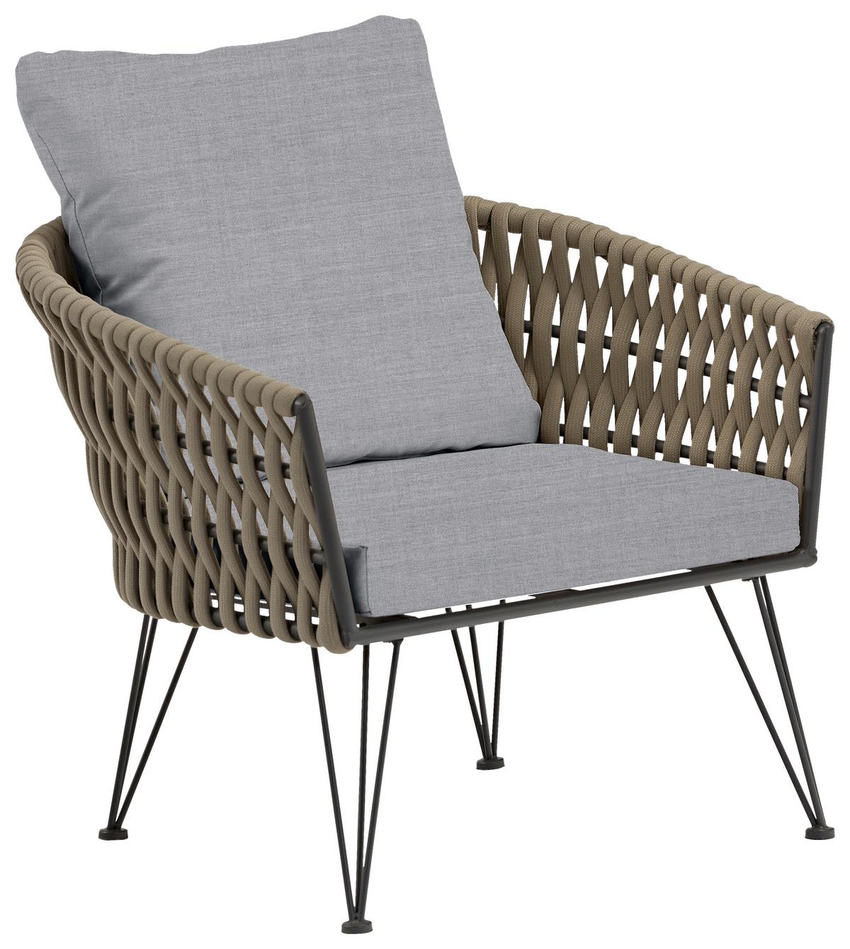 Loungegarnitur 5-tlg. Palma Aus Stahl Mit Kissen - Anthrazit/Olivgrün, Basics, Metall (162/79/69cm)