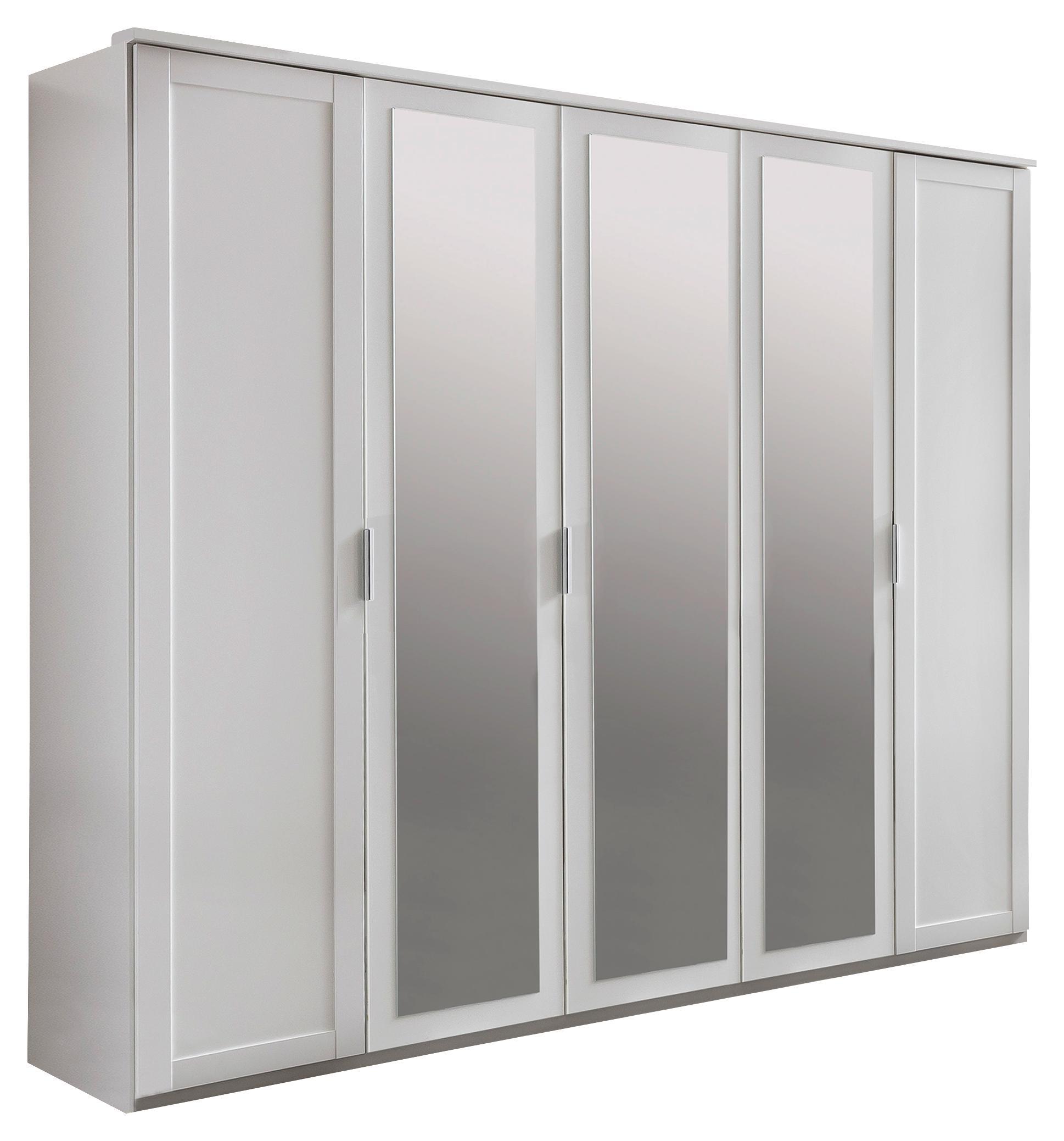 Drehtürenschrank Nadja B: ca. 225 cm - Weiß, KONVENTIONELL, Glas/Holzwerkstoff (225/210/58cm) - Cantus