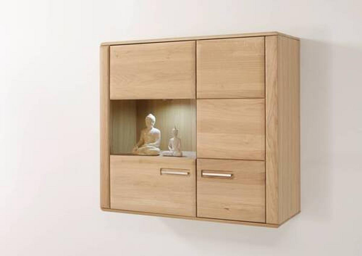 Hängevitrine Sena B: 107 cm Eichefarben - Eichefarben, Design, Glas/Holz (107/98/38cm) - Livetastic