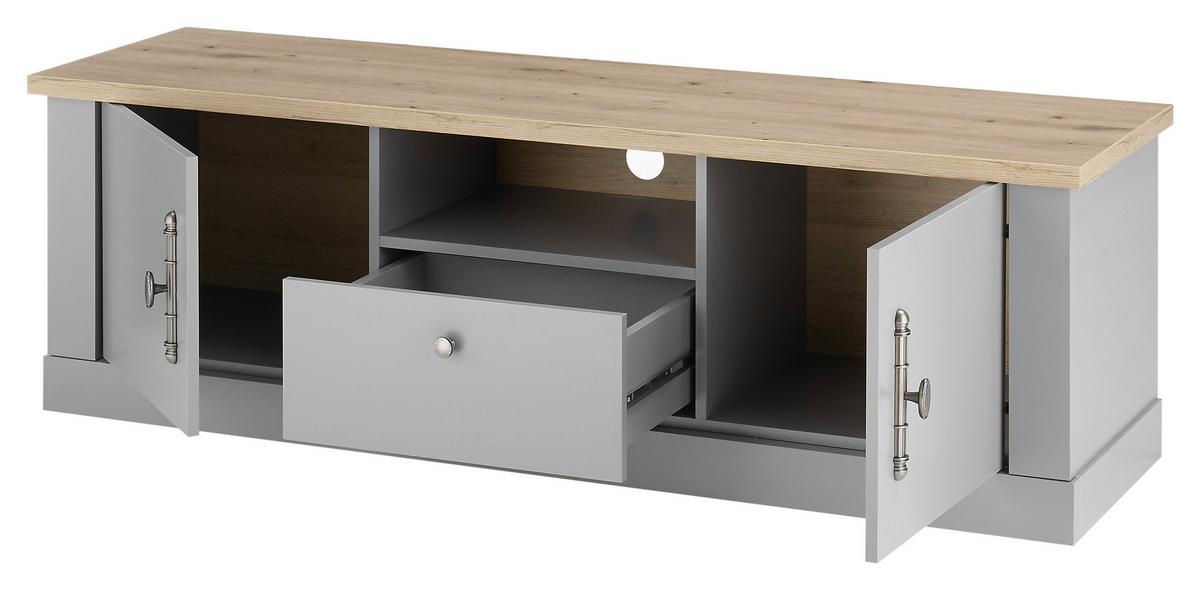 Lowboard Chambord Hellgrau/Eiche Dekor B: 155cm - Eichefarben/Hellgrau, Design, Holzwerkstoff (155/48/44cm) - MID.YOU