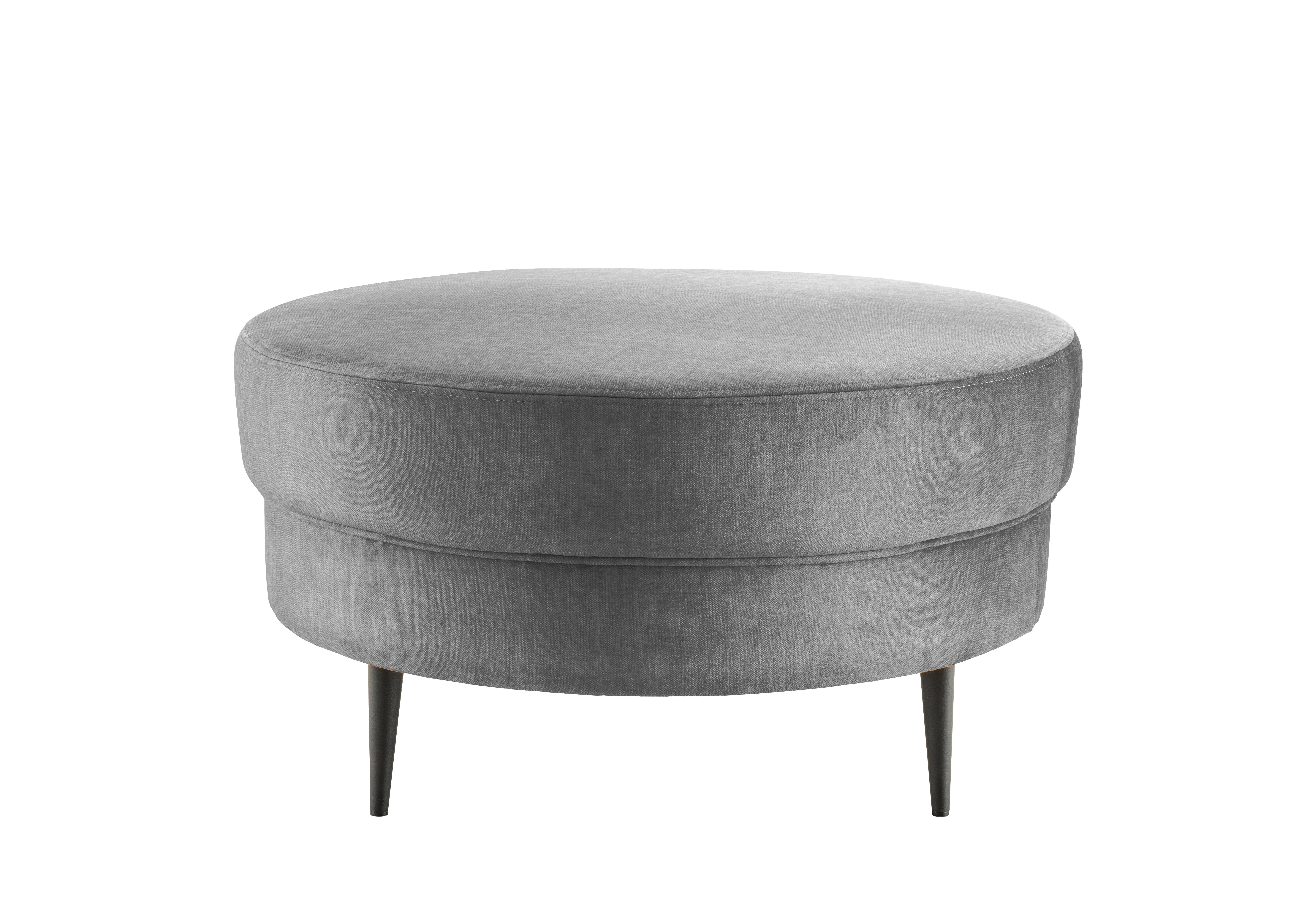 Hocker Pistaccio Silberfarben Velours, D: 80 cm - Silberfarben/Schwarz, MODERN, Textil (80/43cm) - Livetastic