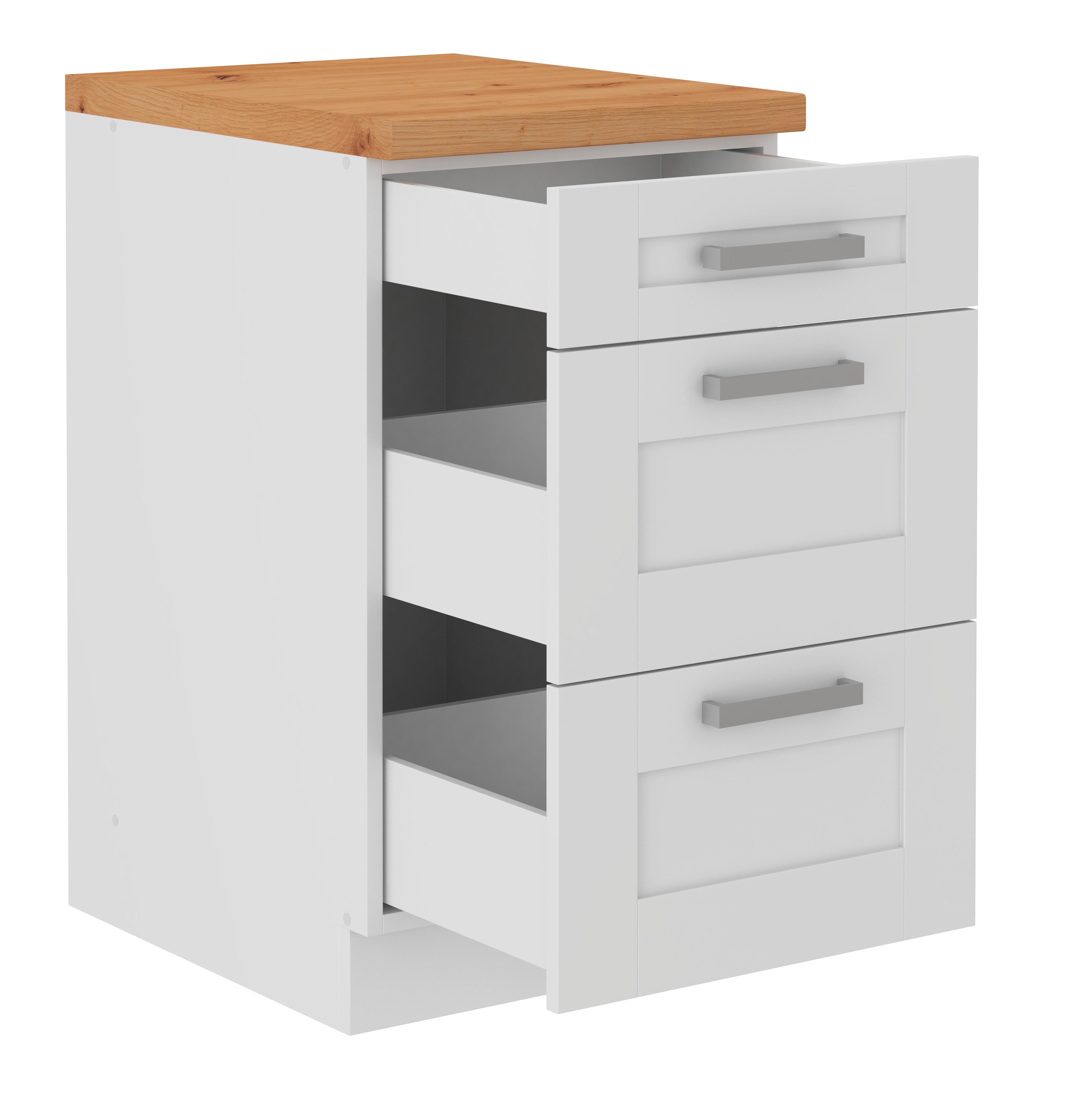 Küchenunterschrank Luisa B: 50 Cm Weiß Mit Laden - Weiß/Eiche Artisan, ROMANTIK / LANDHAUS, Holzwerkstoff (50/86/60cm) - Ondega