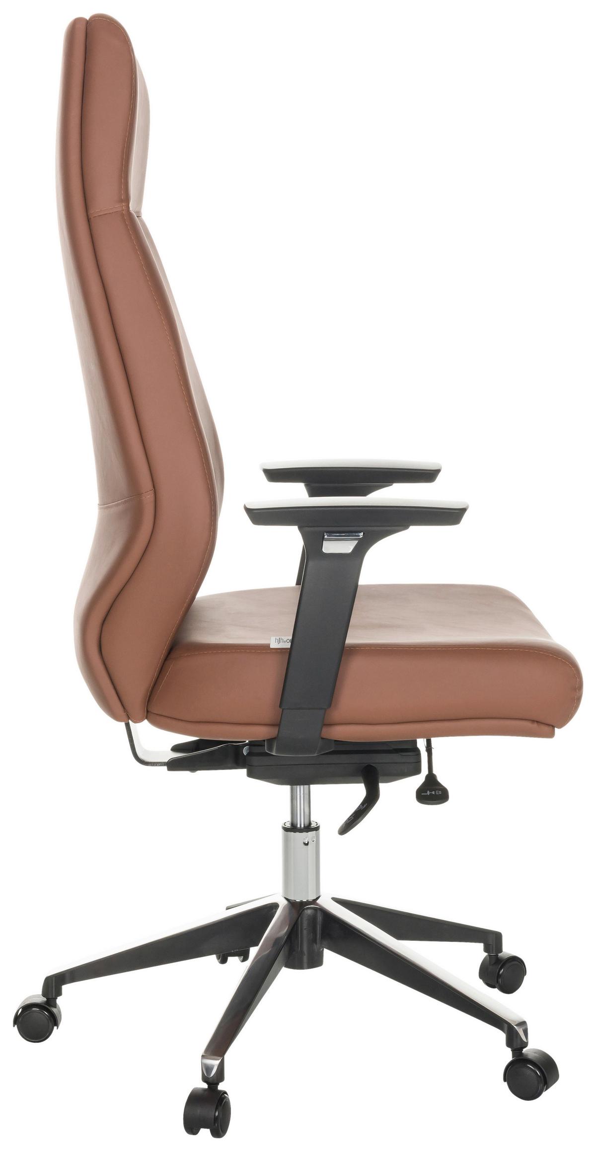 Drehstuhl Vitoro Eco - Schwarz/Braun, Basics, Leder/Kunststoff (68/123-130/68cm) - MID.YOU