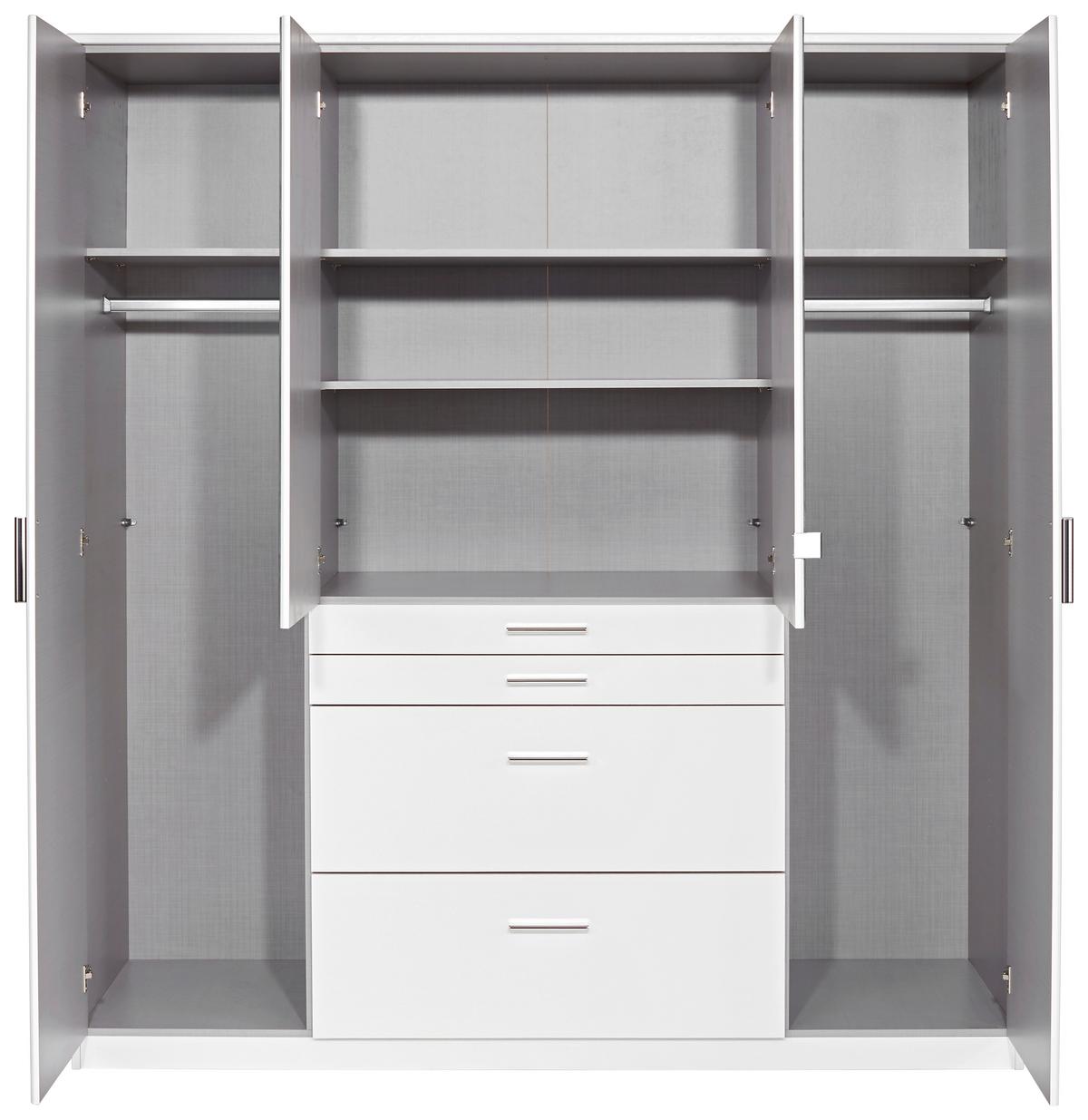 Kleiderschrank Mit Spiegel 180cm Aachen, Alpinweiß - Weiß, KONVENTIONELL, Holzwerkstoff (180/198/58cm)