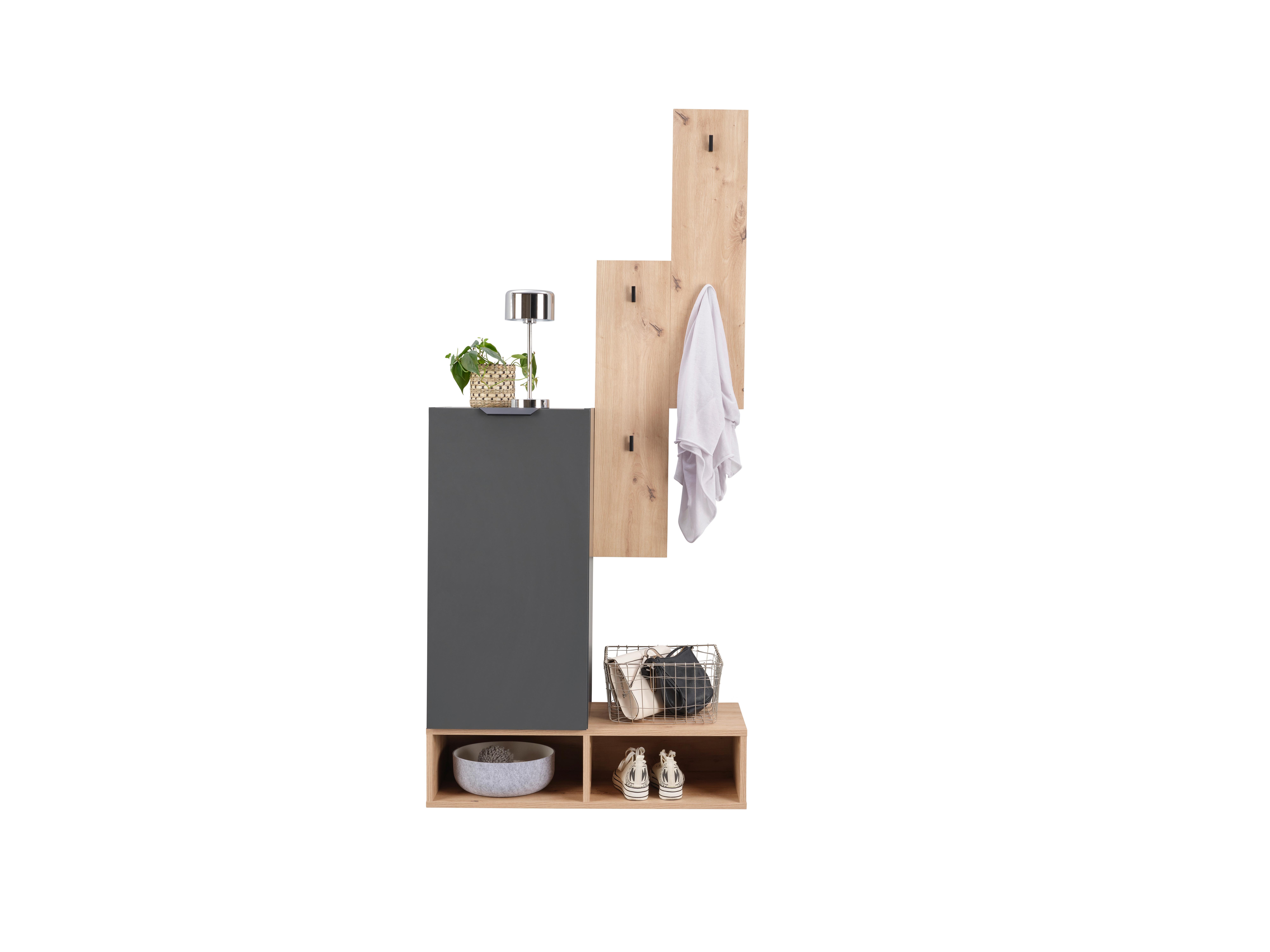 Garderobe CIAO Anthrazit Eiche Artisan B:80cm - Anthrazit/Eiche Artisan, MODERN, Holzwerkstoff (80/181/37,6cm)