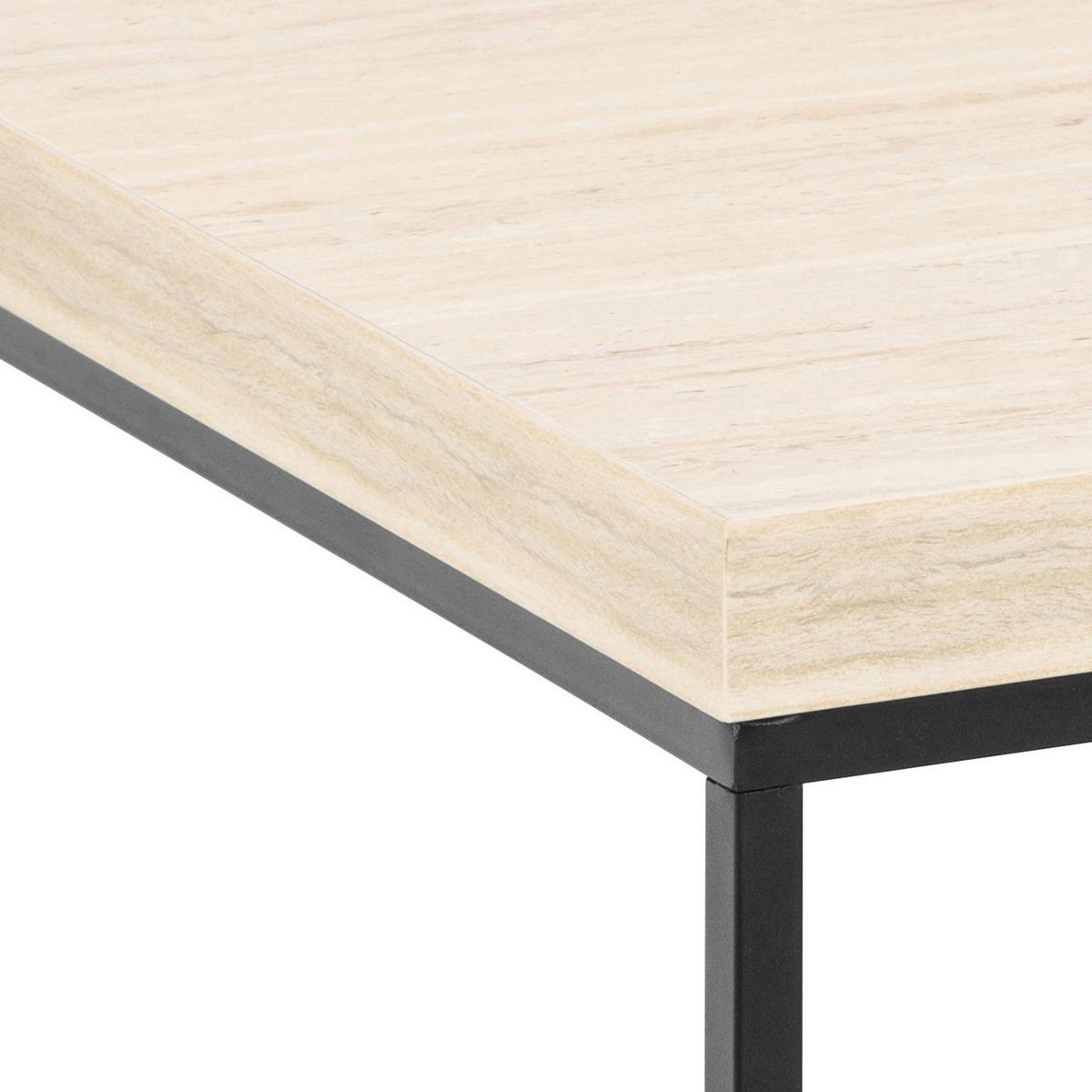 Konferenční stolek béžová, travertín - černá/béžová, Design, kov/kompozitní dřevo (60/60/45cm) - Livetastic