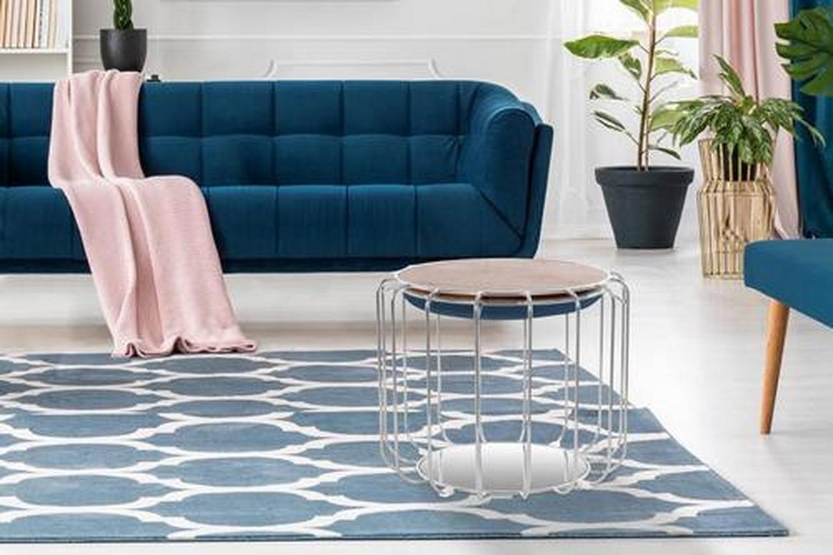 Beistelltisch/pouf 2 In 1 Comfortable Silber/dunkelblau - Silberfarben/Dunkelblau, Basics, Glas/Holzwerkstoff (50/50/45cm) - Kayoom