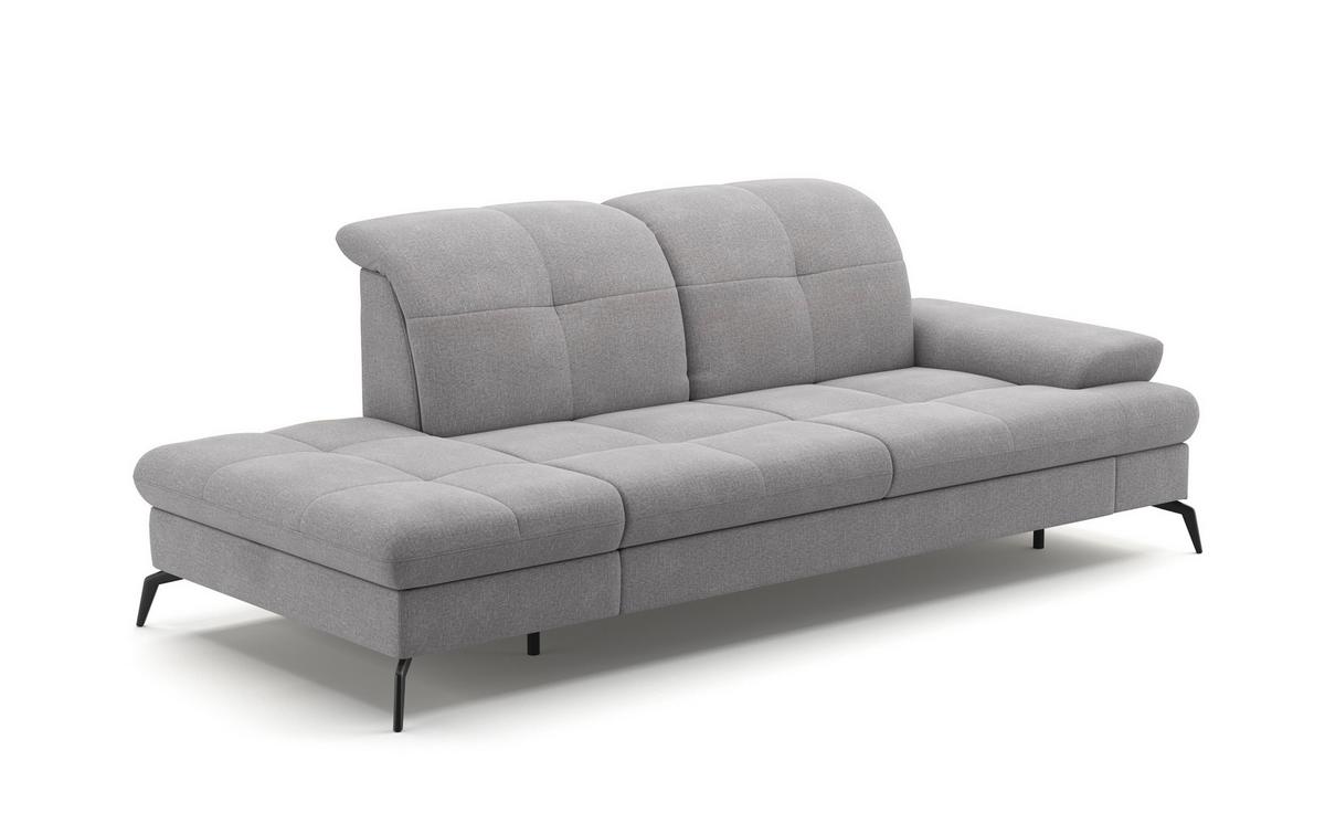 Récamiere Amica E, Hellgrau B: 231 Cm - Hellgrau/Schwarz, KONVENTIONELL, Textil (231/90/122cm) - Sit & More