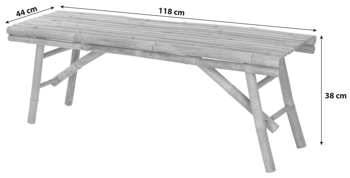 Gartenbank Bambus 2-Sitzer Bambus - Naturfarben, Basics, Holz (118/44/38cm)