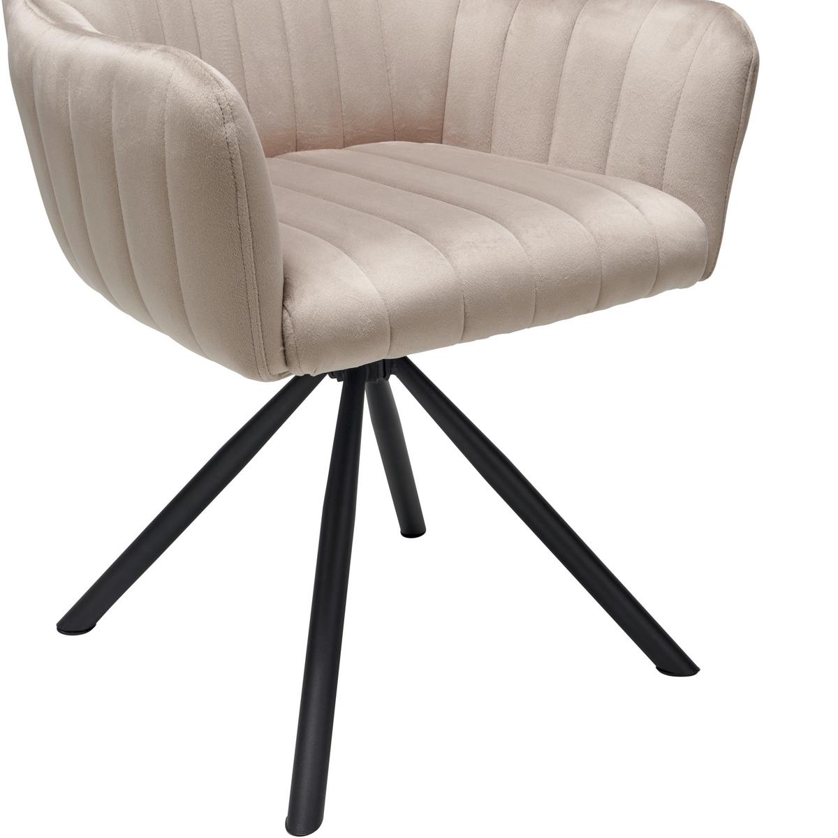 Armlehnstuhl Leila Braun/Schwarz Gepolstert - Beige/Schwarz, LIFESTYLE, Textil/Metall (60/83/59cm) - MID.YOU