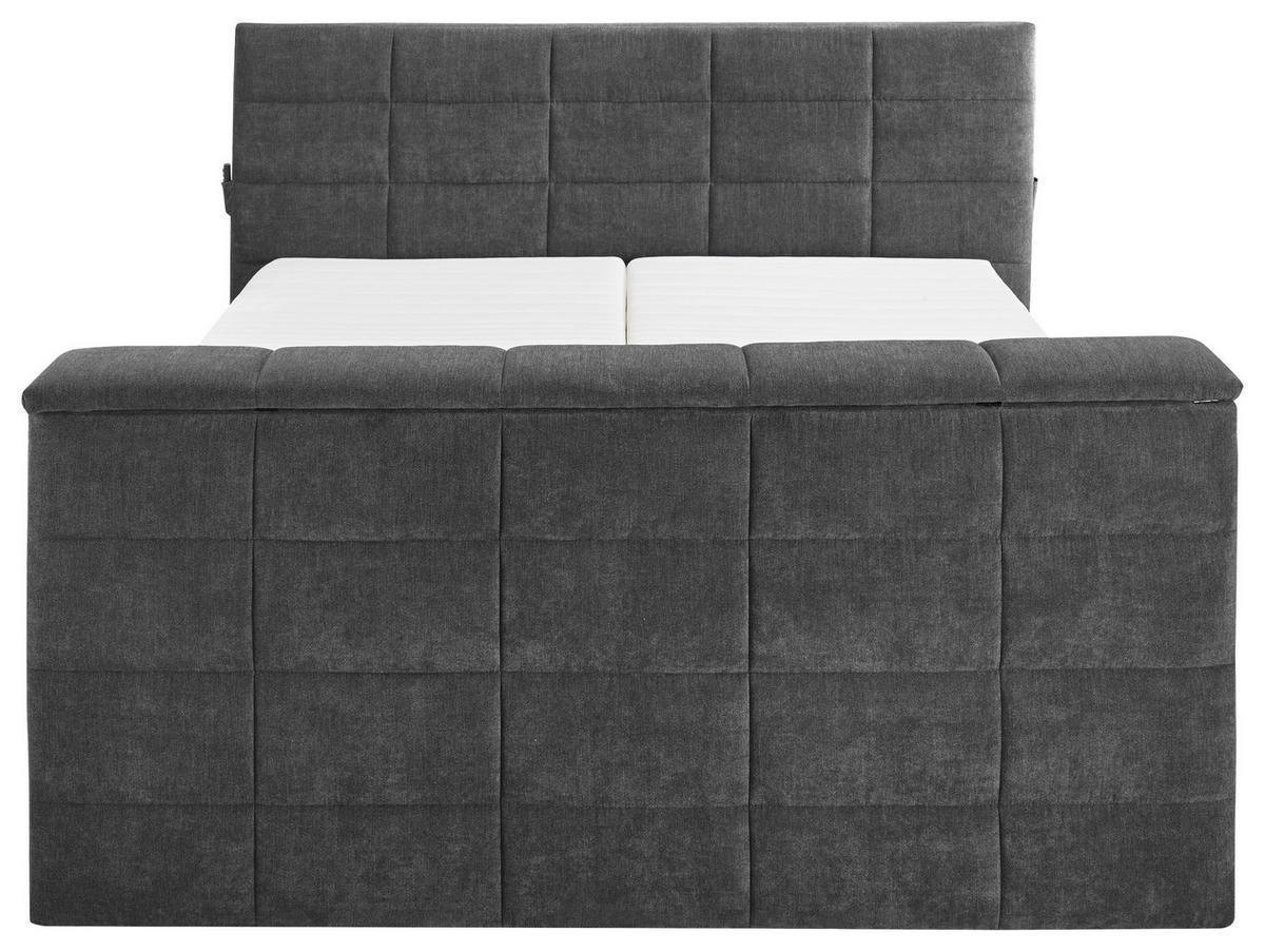 Boxspringbett Mit Topper 180x200 Cm Demver - Anthrazit, KONVENTIONELL, Textil (180/200cm) - Carryhome